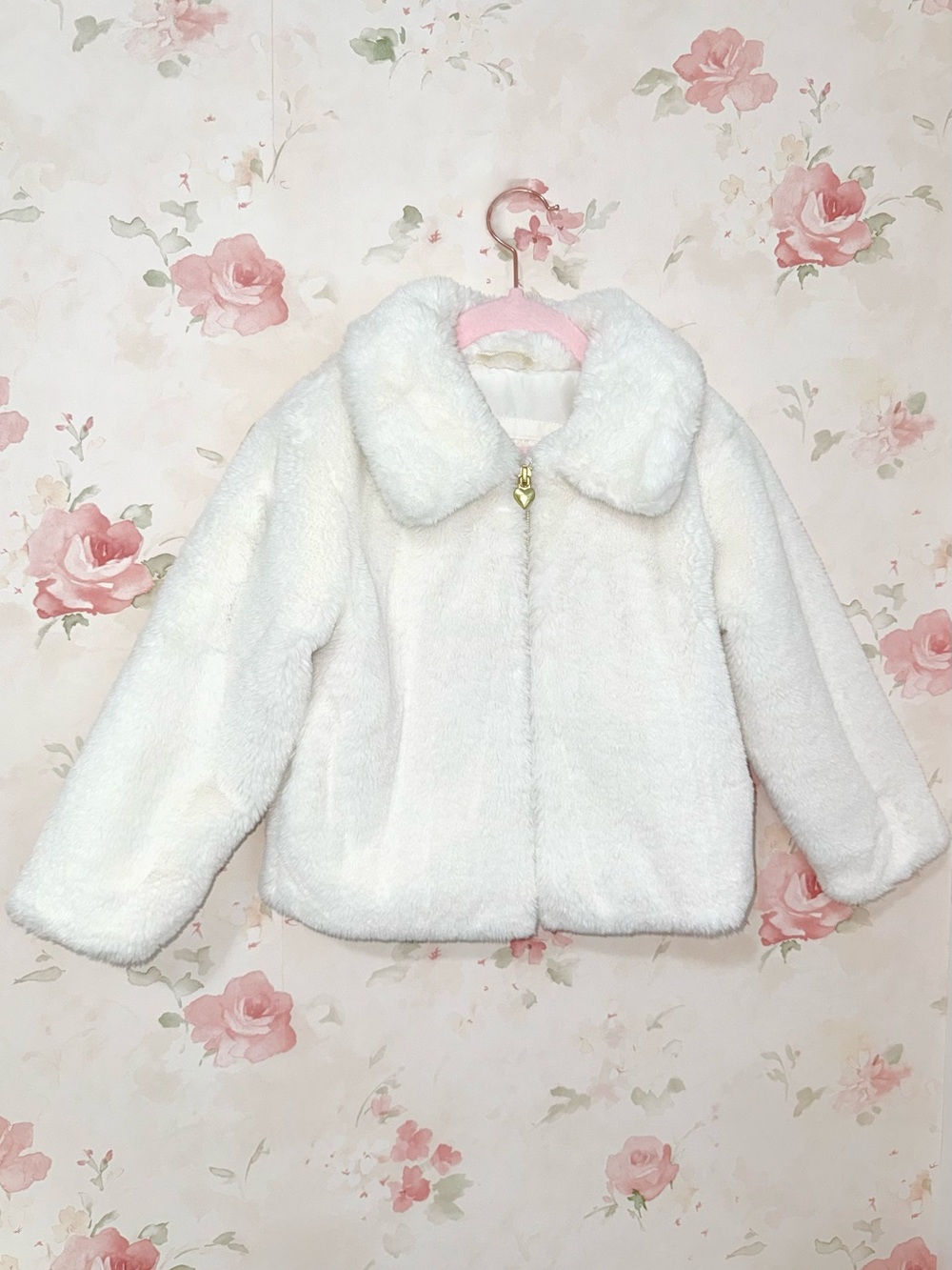 Cat & Jack Ivory Faux Fur Puffer Jacket for Girls